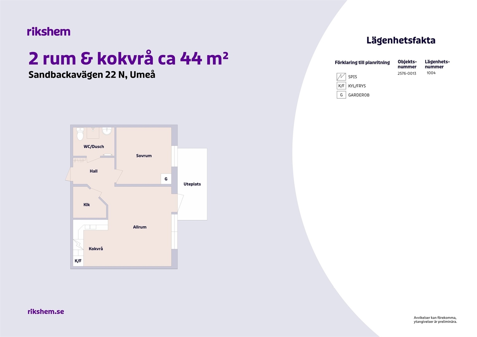 Hyreslägenhet på Sandbackavägen 22 N i Umeå