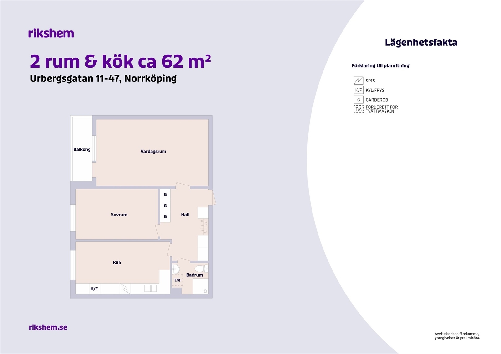 Hyreslägenhet på Urbergsgatan 41 i Norrköping