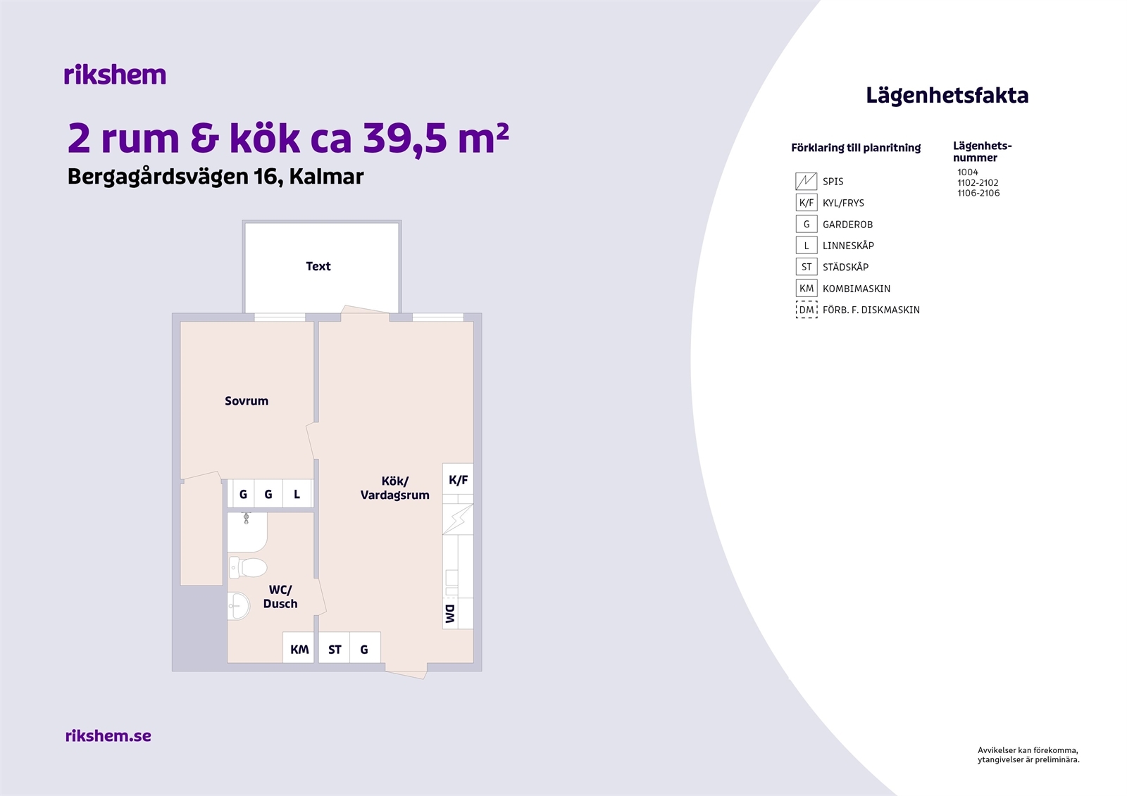 Hyreslägenhet på Bergagårdsvägen 16 i Kalmar