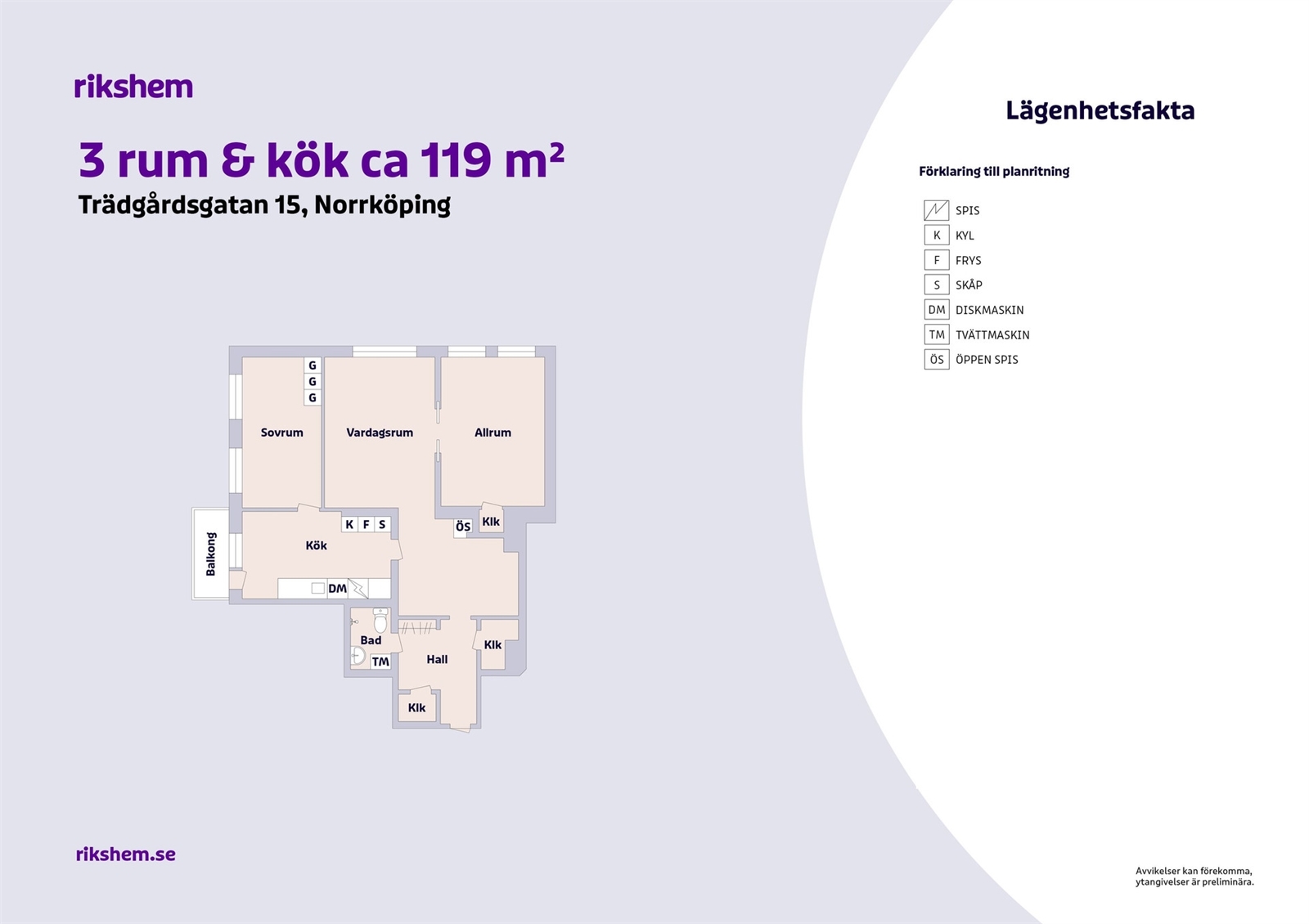Hyreslägenhet på Trädgårdsgatan 15 i Norrköping