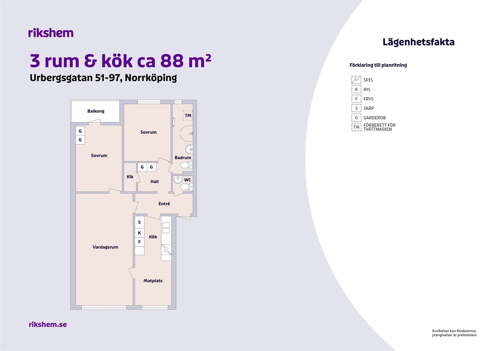 Hyreslägenhet på Urbergsgatan 91 i Norrköping
