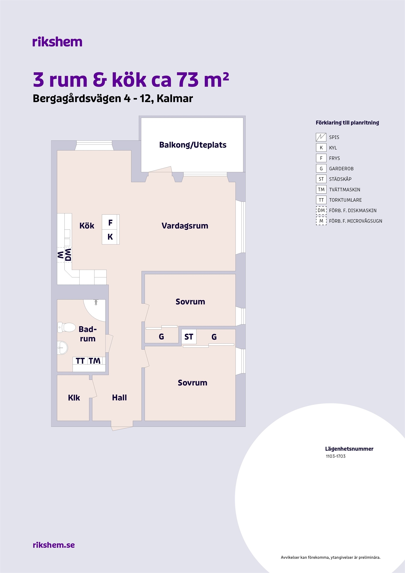 Hyreslägenhet på Bergagårdsvägen 6 i Kalmar