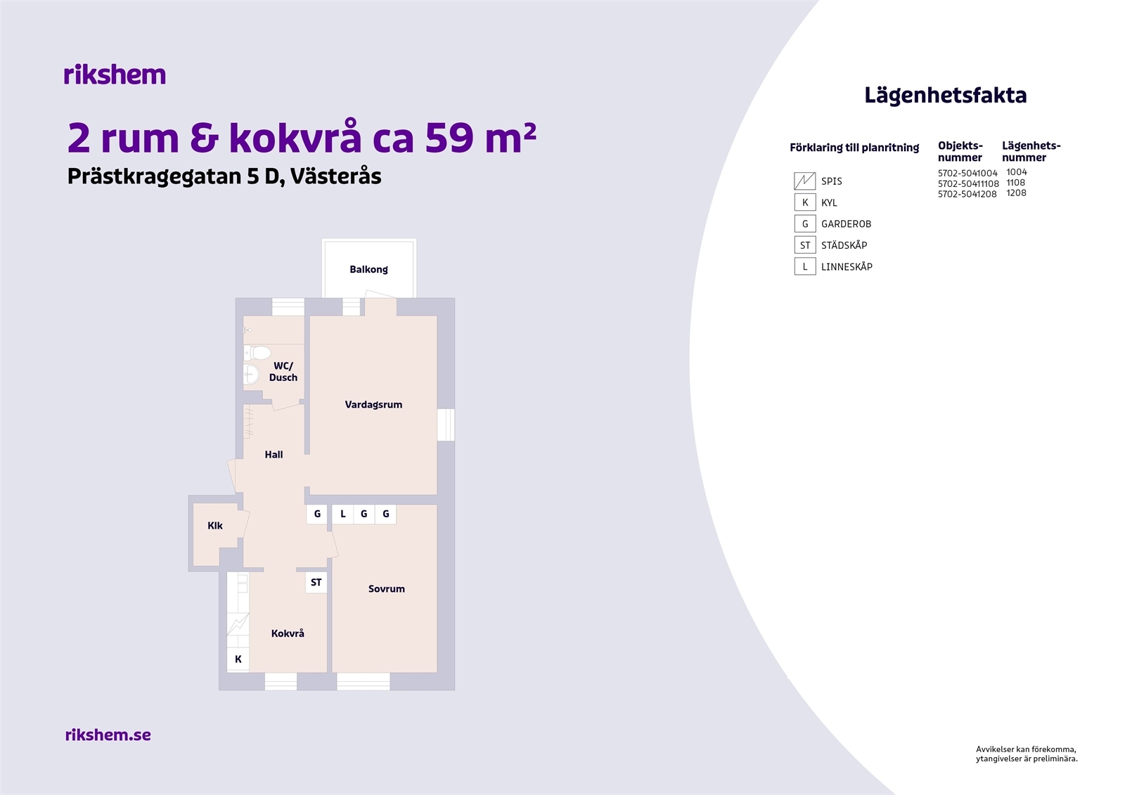 Hyreslägenhet på Prästkragegatan 5 D i Västerås